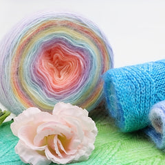 50g 100m Gradual Rainbow Cake Wool Ball DIY Crochet Flower Sweater Material