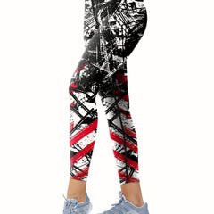 Graffiti Print High Waist Yoga Pants Slim Fit Leggings