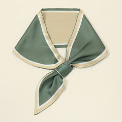 Monochrome Satin Neck Scarf Silk Feeling Ribbon Scarf for Women