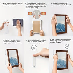 8pcs Seamless Adhesive Buckle Photo Frame Wall Picture Frame High Adhesive Hook