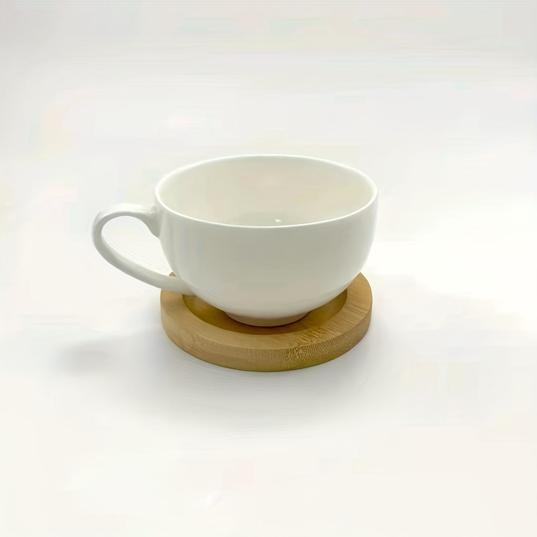 Bamboo Coaster Set for Drinks, Natural Wood Drink Coasters with Holder
