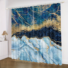 2pcs Marble Print Polyester Curtain for Home Decor Bedroom Office Kitchen