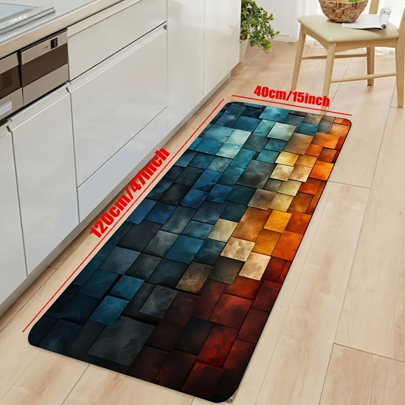Red Gradient Kitchen Mat Rug Washable Carpet