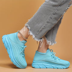 Lace Up Mesh Breathable Running Shoes Soft Comfortable Shock Absorption