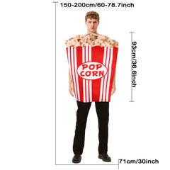 Adult Popcorn Costume Vest Red & Stripes with Bold POPCORN Print