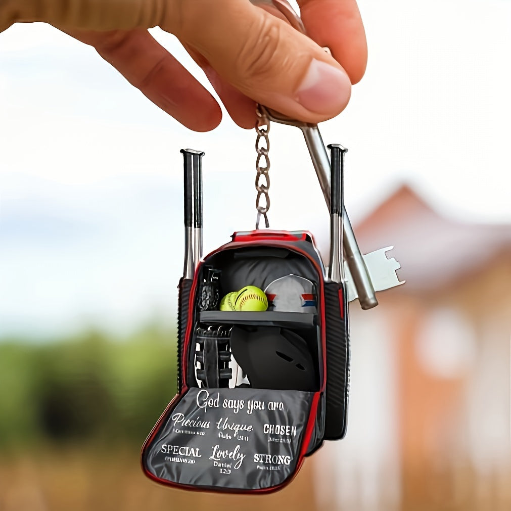 Mini Baseball Backpack Acrylic Keychain Pendant Decoration