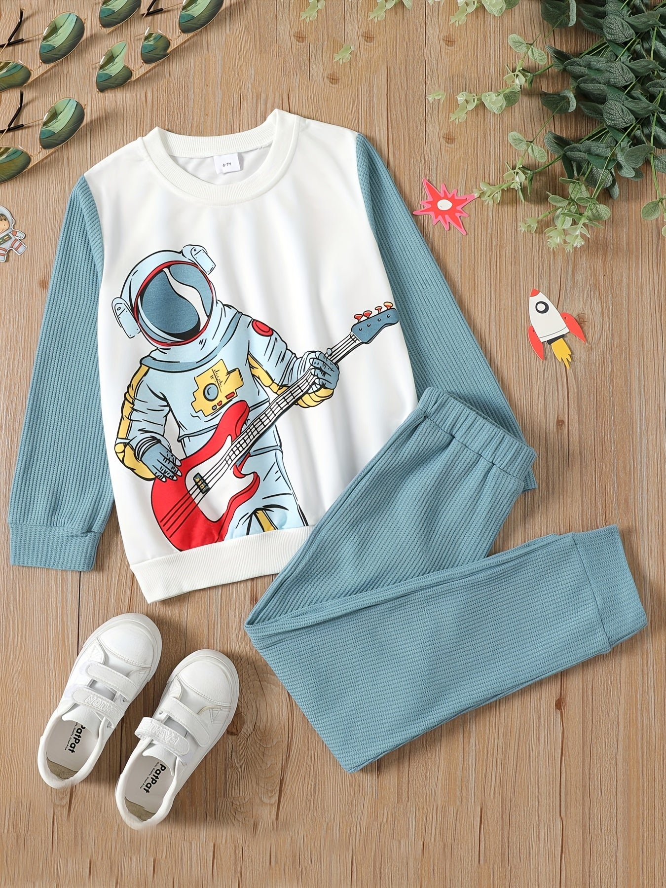 Astronaut Guitar Boy's 2pcs Sweatshirt & Sweatpants Set