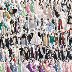 100pcs Girls Formal Dress PVC Waterproof Stickers Pack For Kids