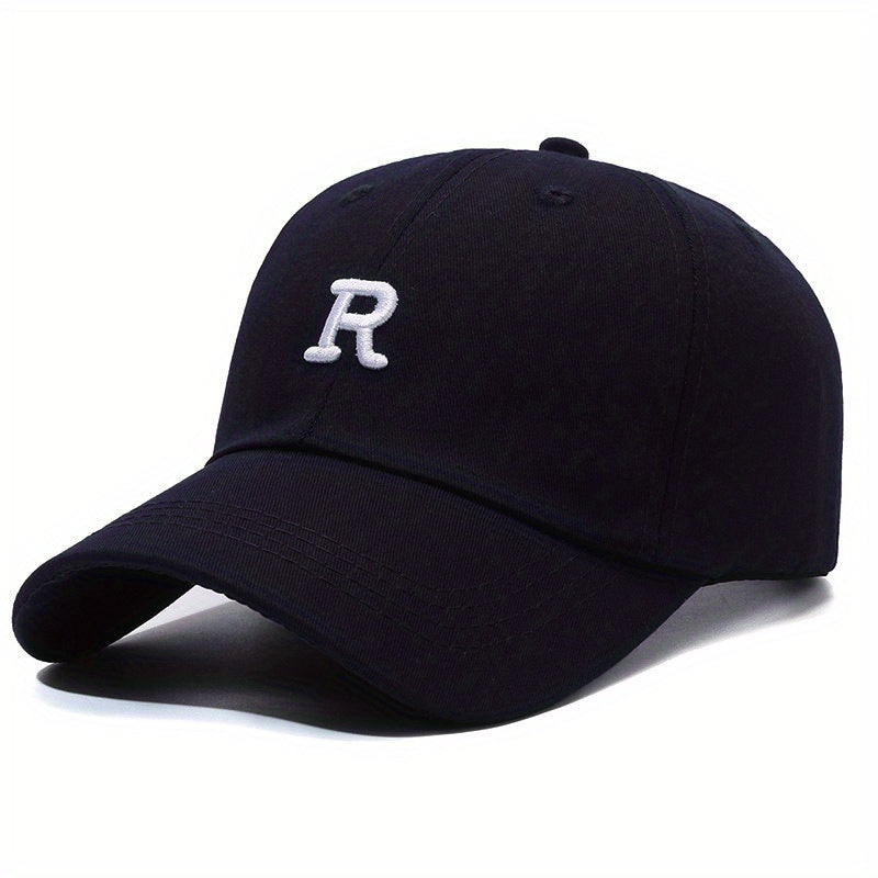 Meromibe Men's Outdoor R Letter Embroidered Baseball Cap for Outdoor Activities