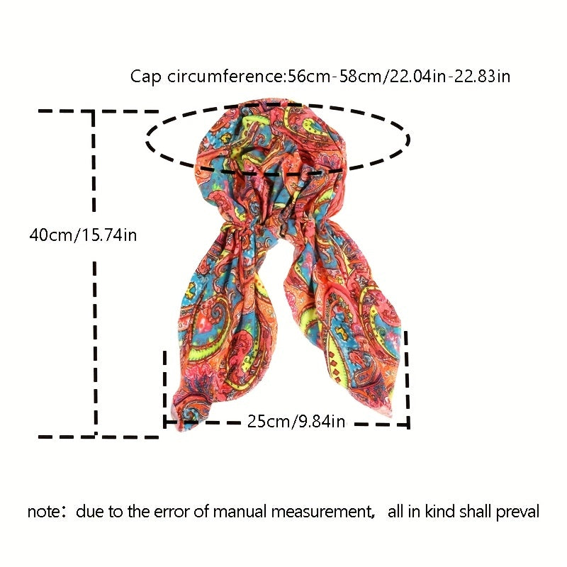 Boho Paisley Print Turban Hat Soft Bandana Headscarf Head Wraps for Women