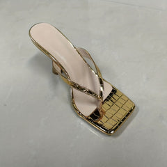 Women's Golden Stiletto Heeled Sandals Clip Toe Outdoor Shoes
