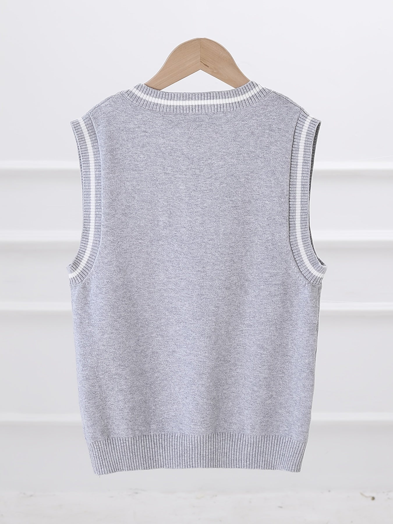 Boys Preppy Uniform V Neck Knit Vest Fitness Sweater Kids Clothes