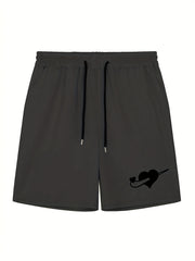 Men's Love Graphic Drawstring Shorts for Workout Fitness