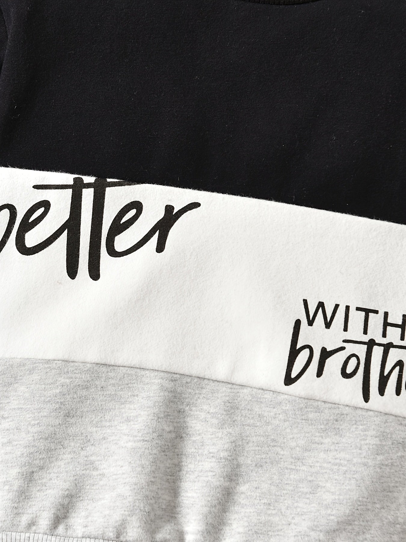 Boys Casual Block Pullover Sweatshirt With Brother Print