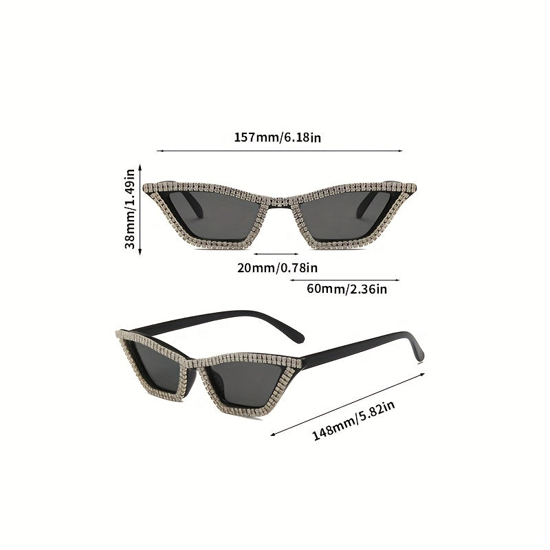 Y2K Cat Eye Sunglasses Rhinestone Tinted Glasses UV400