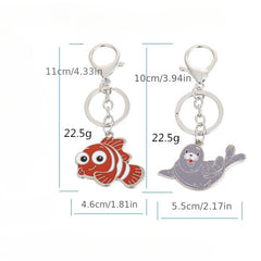 Cartoon Sea Animal Key Chain Dolphin Sea Lion Seal Goldfish Key Pendant