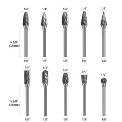 10PCs Tungsten Carbide Burr Set 1 8 Shank Diamond Files Rotary Tool