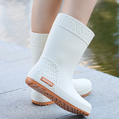 Women's Waterproof High Tube Rain Boots Solid Non slip Outdoor Rain Boots