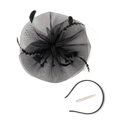 Polyester Fascinator Hat with Feather Detail for Women Party