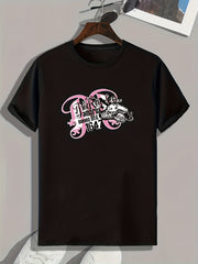 Animal & Letters Print Men's Graphic T-shirt for Summer