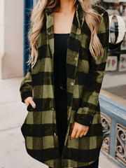 Plaid Shirt Jacket Long Sleeve Casual Plaid Shacket For Spring & Fall Women's