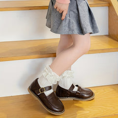 Mesh Trim Short Crew Socks for Baby Girls