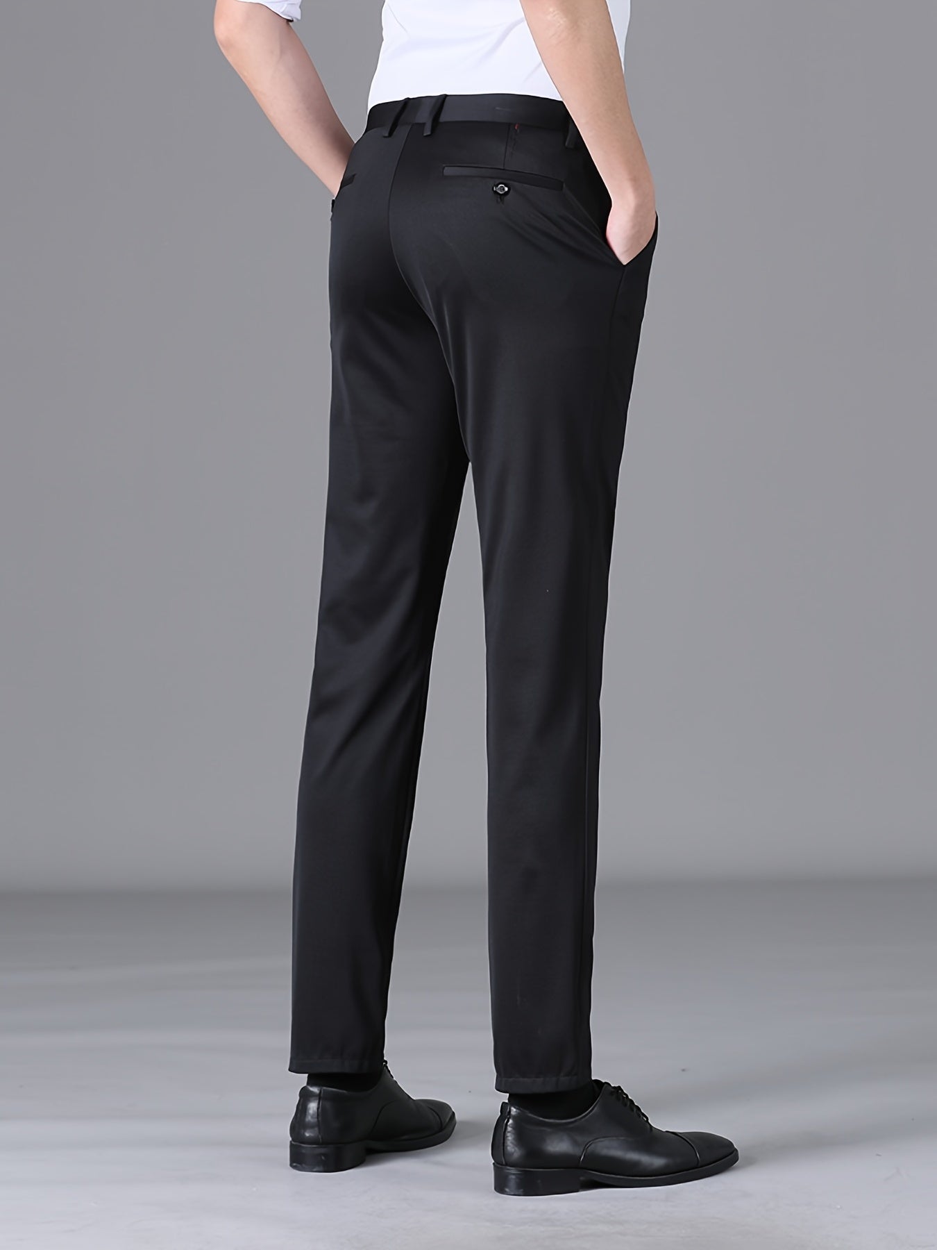 Men's Casual Business Straight Leg Suit Pants with Pockets