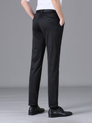 Men's Casual Business Straight Leg Suit Pants with Pockets