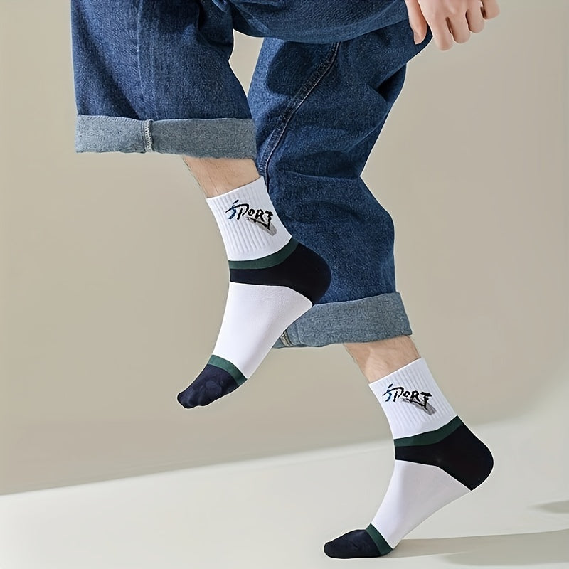 5 Pairs Men's Cotton Athletic Quarter Sports Socks