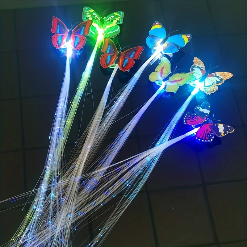 2pcs Butterfly LED Glitter Hair Braid Luminous Hairpin Hair Accessories Girls