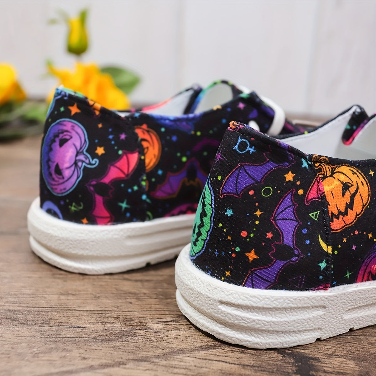 Halloween Scary Pumpkin Ghost Pattern Slip On Sneakers