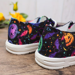 Halloween Scary Pumpkin Ghost Pattern Slip On Sneakers