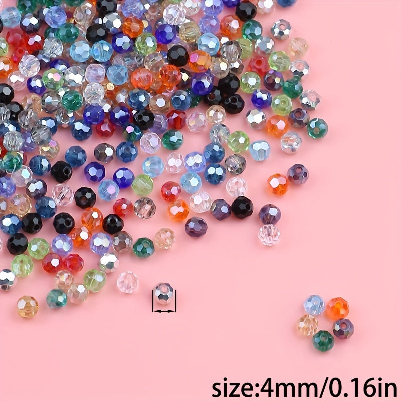100pcs 4mm Crystal Glass Beads Rainbow AB Round Faceted Loose Beads DIY Jewelry