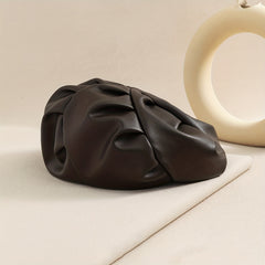 Vintage Ruched PU Leather Beret Solid Octagonal Hat French Style Painter Hats