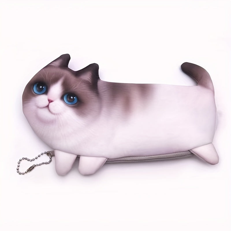 Simulation Cat Pencil Case Printed Cat Stationery Bag