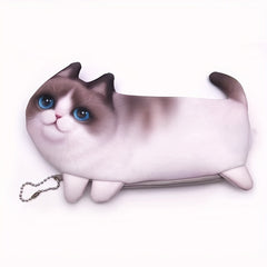 Simulation Cat Pencil Case Printed Cat Stationery Bag