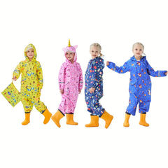 Kids Animal Printed Raincoat with Storage Bag