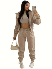Casual Two-piece Set Hooded Jacket & Jogger Pants