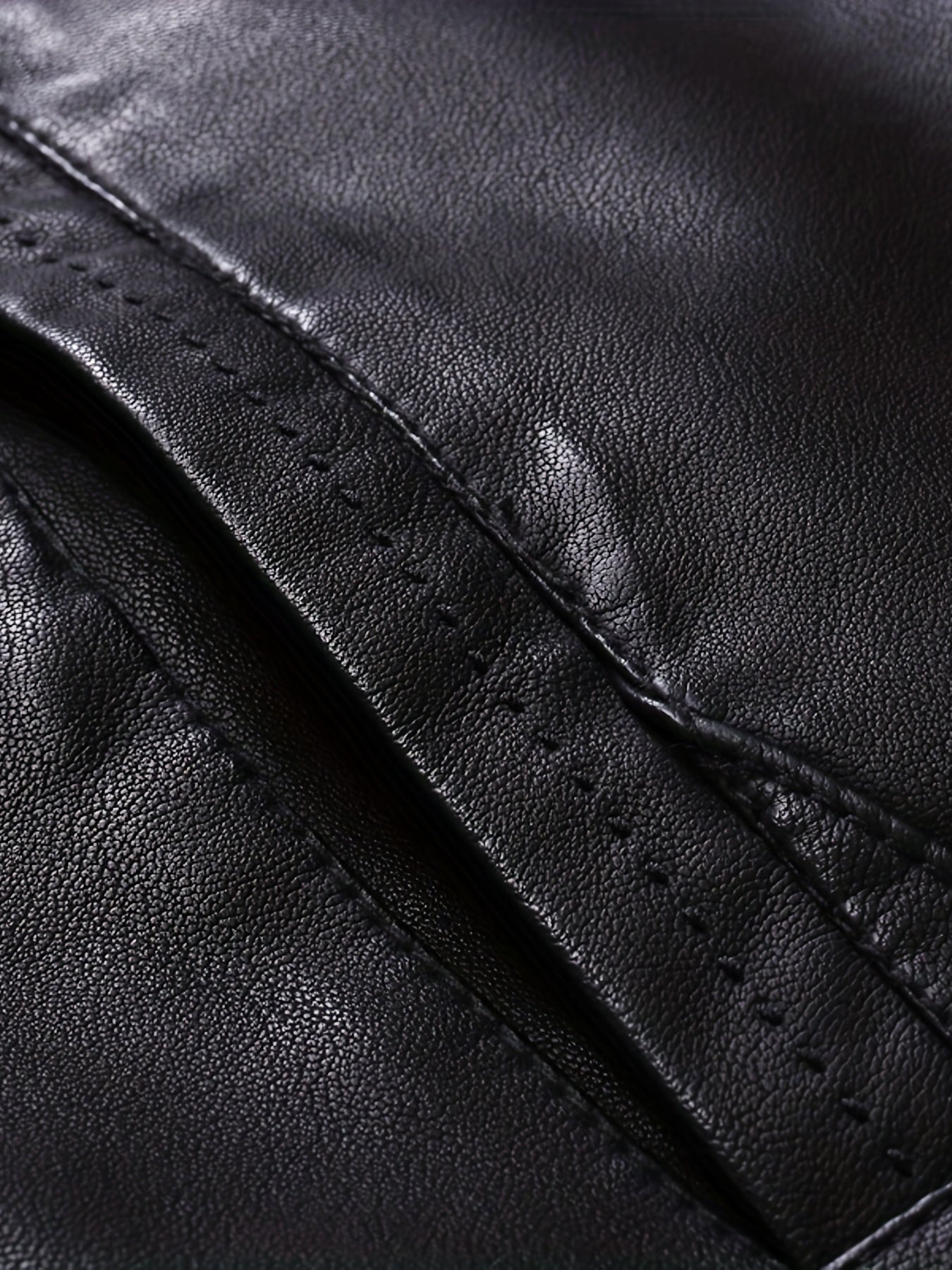 PU Biker Jacket Men's Casual Zip Up Faux Leather Jacket For Fall Winter