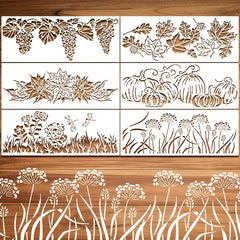 6pcs Flower Stencils For Painting On Wood Reusable Stencils PET DIY Drawing