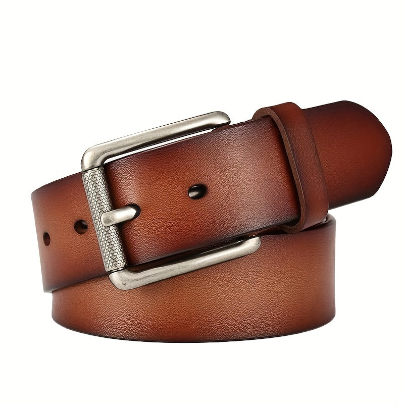 Men's Leather Belt Pin Buckle Retro Cowhide High-end Casual Texture