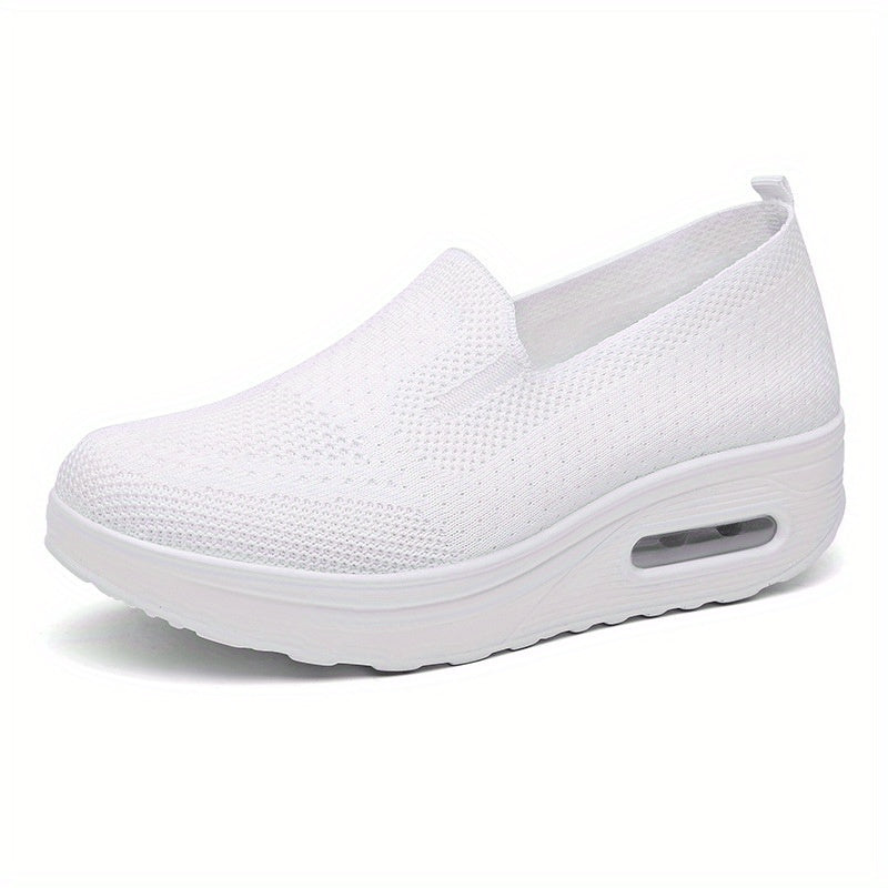 Women's Knit Platform Sneakers Slip On Air Cushion Shoes