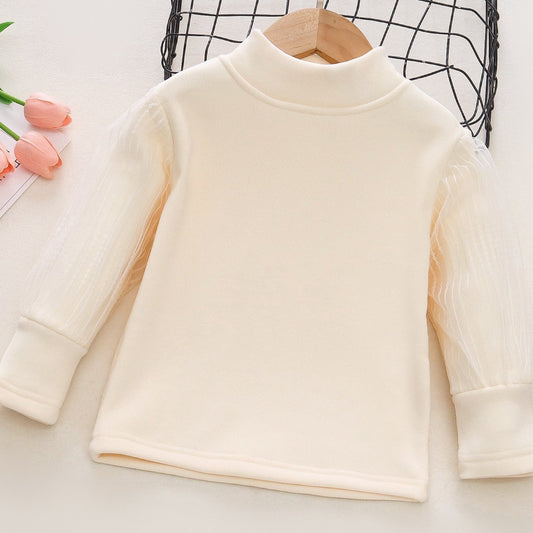 Girls' Solid Turtleneck Pullover Sweater