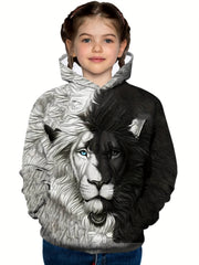 Anime Lion Pattern Kid's Hoodie Long Sleeve Top Boy's Clothes