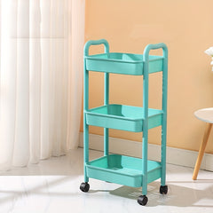 3-Layer Small Pushcart Storage Rack with Swivel Wheels