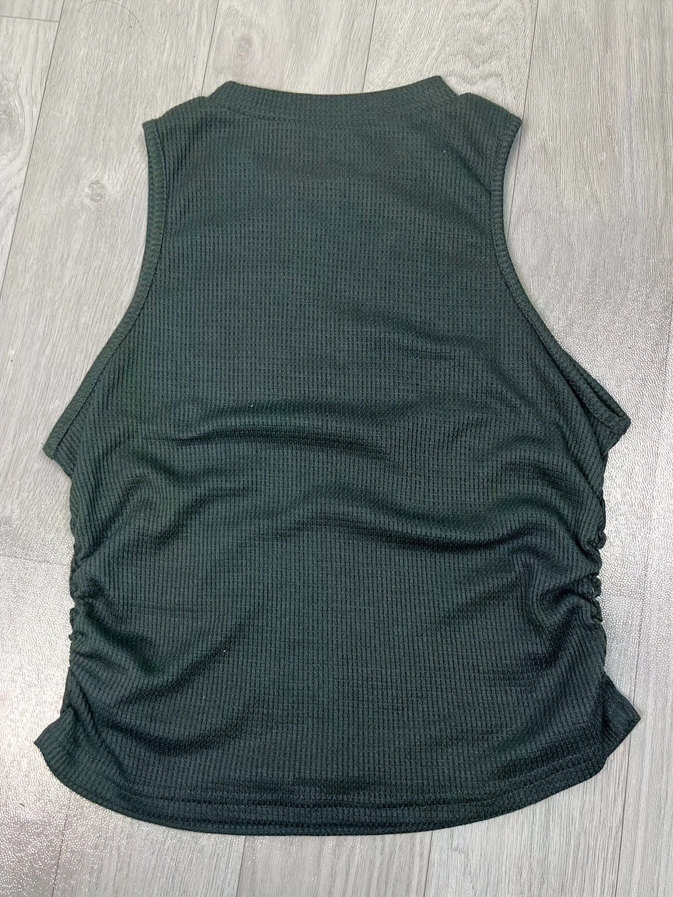 Ruched Mock Neck Tank Top Sleeveless Slim Fit Summer Top