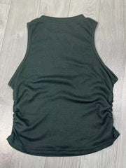 Ruched Mock Neck Tank Top Sleeveless Slim Fit Summer Top