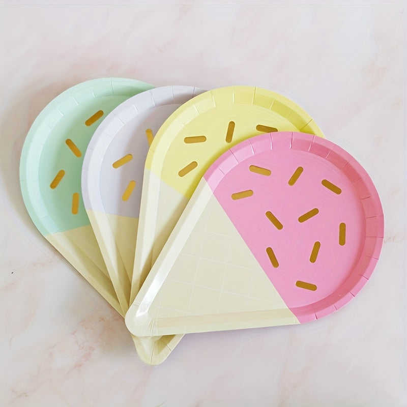 6pcs Ice Cream Shaped Paper Plates for Baby Showers/Weddings