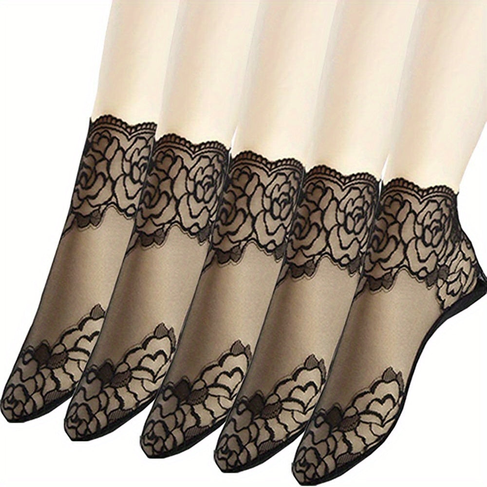 5 Pairs Girl s Lace Ankle Socks Low Cut Fishnet Children s Short Socks