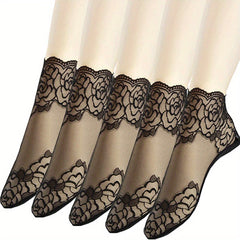 5 Pairs Girl s Lace Ankle Socks Low Cut Fishnet Children s Short Socks